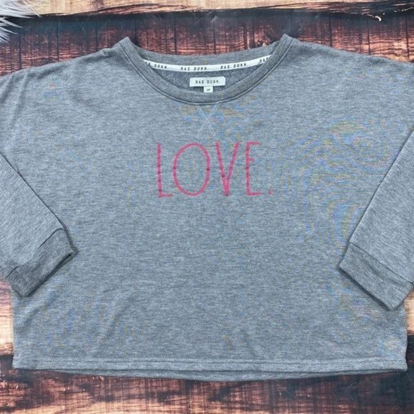 RELISTED Rae Dunn Love Long Sleeve Shirt Grey - Picture 2 of 7